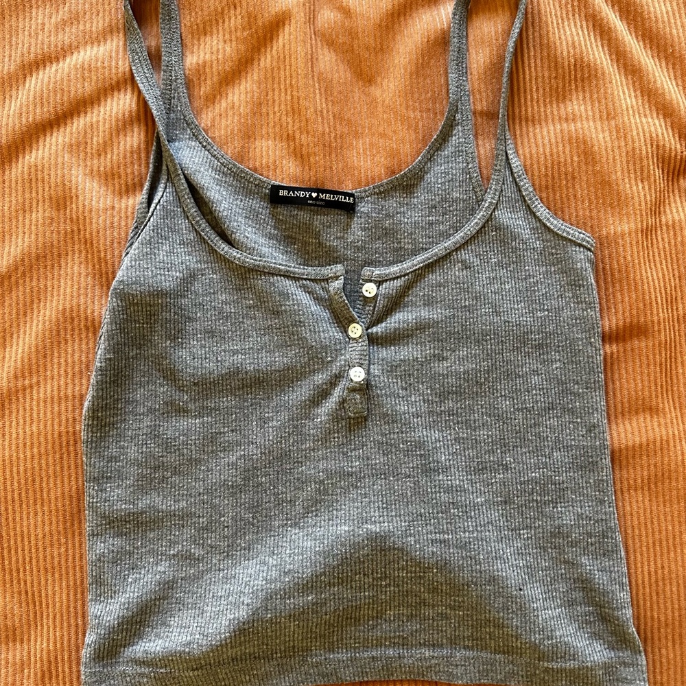 Brandy Melville Grey Ribbed Tank